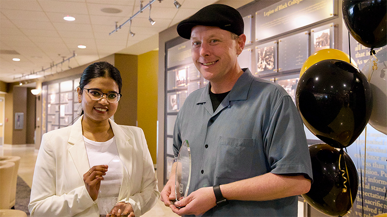 Omiya Hassan and Christopher Josey, recipients of the Undergraduate Research Mentor of the Year award