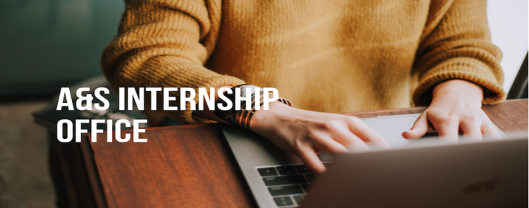 A&S Internship Office and photo of hands on a keyboard