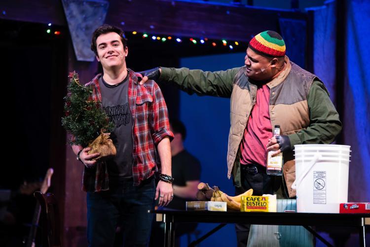 A photo of theatre students performing