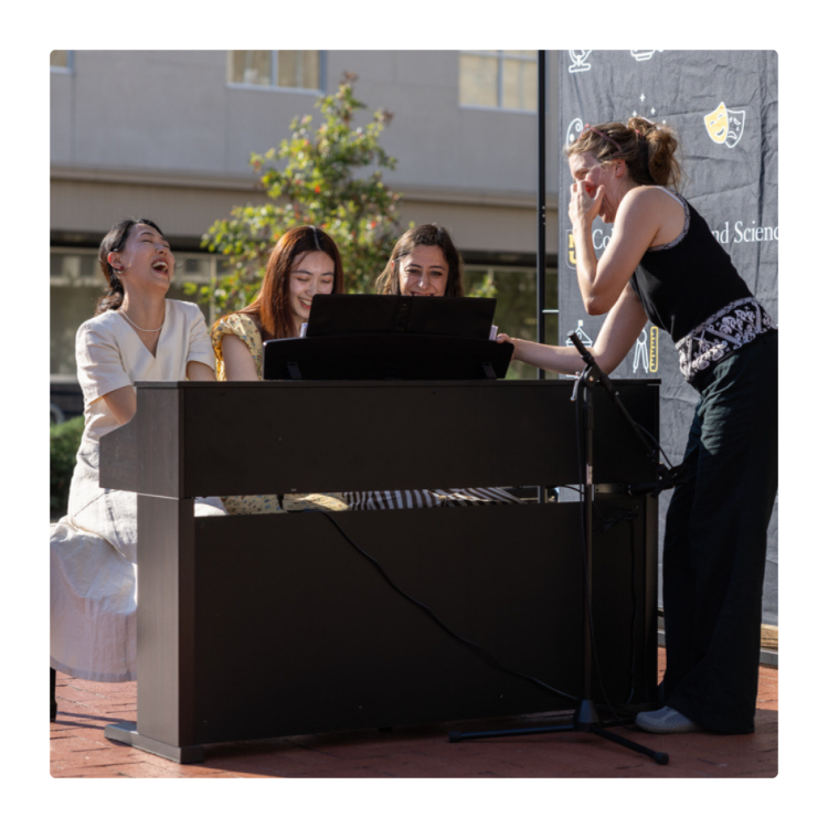 A photo of students singing on Lowry Mall