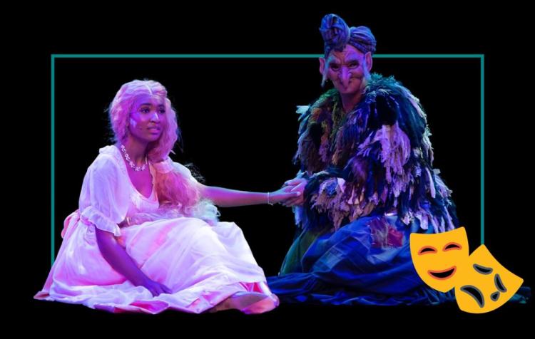 A graphic of theatre students on stage