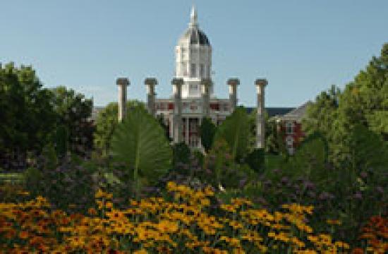 Columns at MU Campus with Jesse Hall in the background