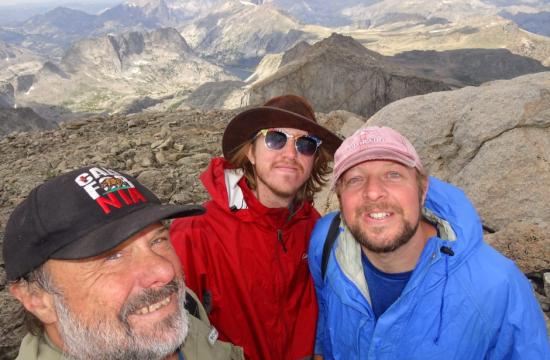 Ken Sheldon and his two sons, Tristan Sheldon and Cam Sheldon, are pictured on top of Wind River Peak in Wyoming