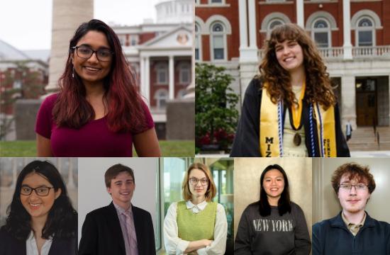 collage of seven student portraits