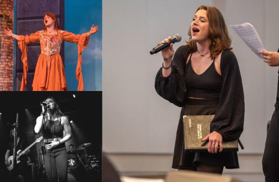 Collage of music major Vaysia Knust performing