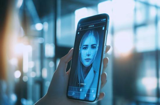 AI woman on iphone